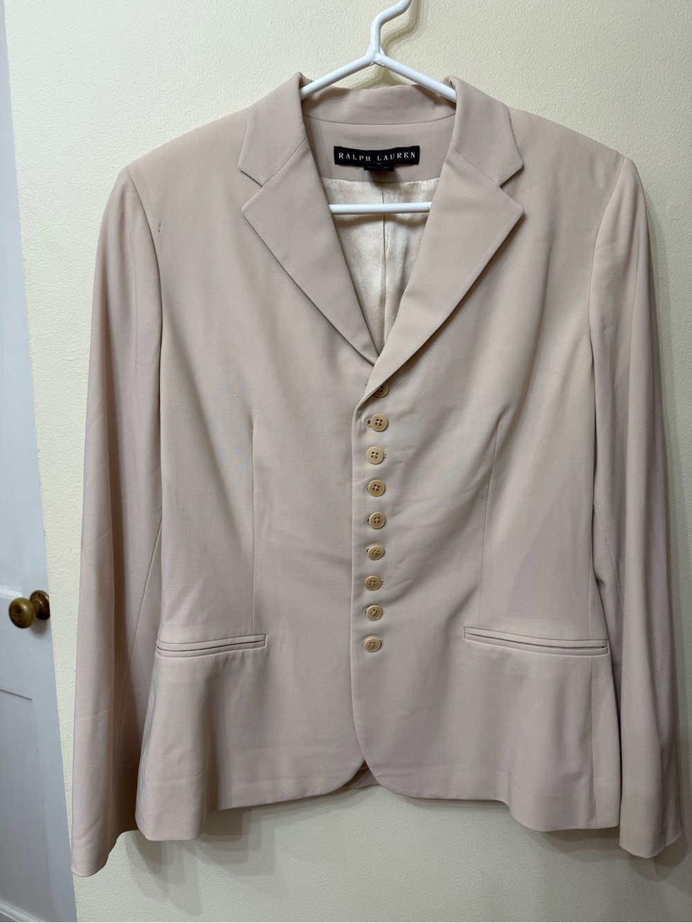 Ralph Lauren M Black Label Vintage Beige Blazer Y2K Wool Classic Designer Office